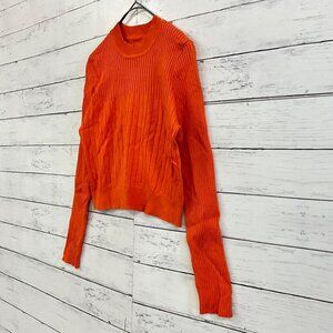 Retul Clear Ribbed Long Sleeve Knit Top Orange